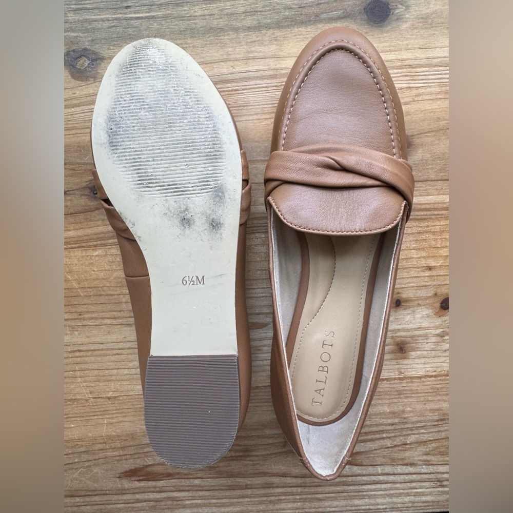 TALBOTS Ryan Twist Nappa Leather Loafers Brown Flats 6.5 - Picture 8 of 8